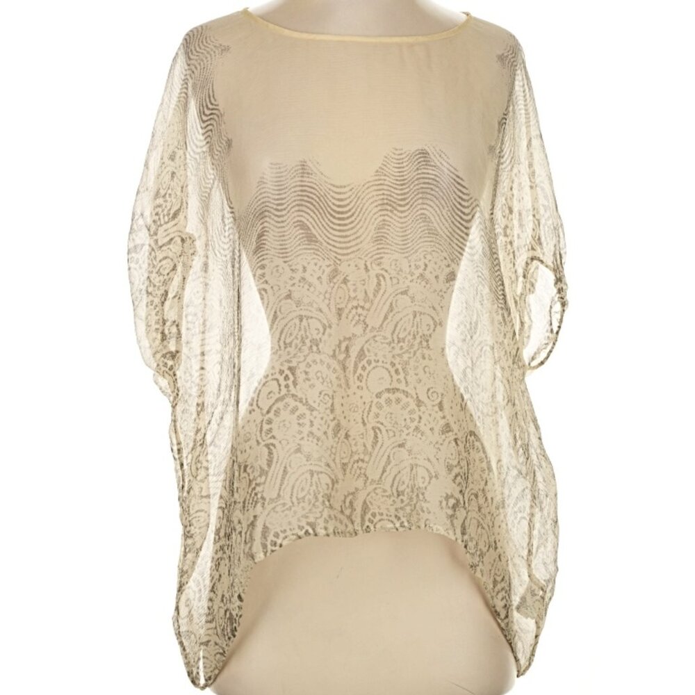 Mes Demoiselles Lynn Sheer Print Boxy Box Cut Flowy Silk Top Shirt Blouse 6 8 M